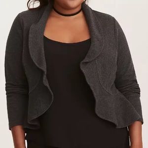 Torrid Military Ruffle Blazer/Sweater